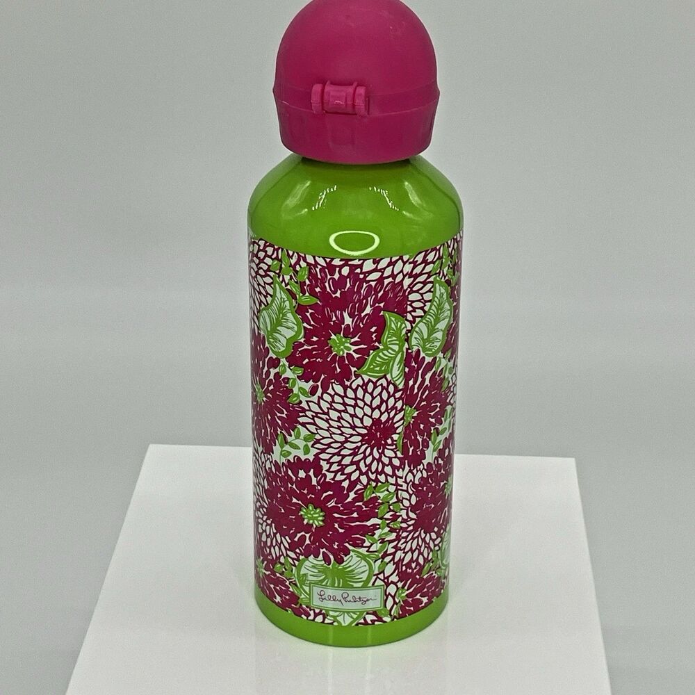 Lilly Pulitzer Water Bottle 20 oz Preppy Floral Flip Top Stainless Steel Y2K Gym